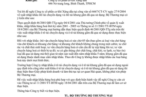 Công văn  5056 TM/KH-ĐT  XNK ô tô tải chuyên dụng và ô tô khung gầm đã qua sử dụng