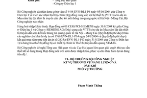 Công văn 5395/CV-NLDK  xác nhận thiết bị chính hợp đồng thiết bị toàn bộ