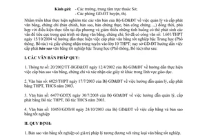 Công văn 1602/THPT cấp phát bản sao văn bằng tốt nghiệp bậc Trung học