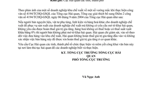 Công văn 4932/TCHQ-GSQL  giải thích CV 4194/TCHQ-GSQL của TCHQ