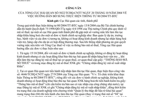 Công văn 5022/TCHQ-CNTT hướng dẫn bổ sung thực hiện TT 80/2004/TT-BTC