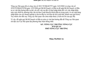 Công văn 5084/TCHQ-KTSTQ  ưu đãi  thuế NK theo luật khuyến khích đầu tư trong nước