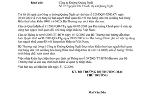 Công văn 5531/TM-XNK nhập khẩu sữa theo hạn ngạch thuế quan của mã số hàng hoá 0401 và 0402