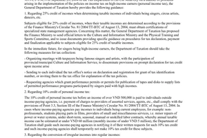 Official Dispatch No. 3395 TCT/TNCN, On personal income tax