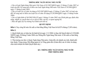 Quyết định 1398/QĐ-NHNN mức lãi suất cơ bản bằng đồng Việt Nam