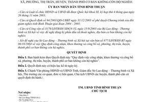 Quyết định 76/2004/QĐ-UBBT công nhận xã phường huyện thành phố không còn hộ nghèo Bình Thuận