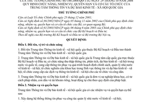 Quyết định 186/2004/QĐ-TTg  chức năng, nhiệm vụ, quyền hạn  cơ cấu tổ chức Trung tâm Thông tin Dự báo kinh tế - xã hội quốc gia