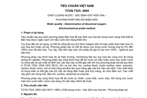 Tiêu chuẩn Việt Nam TCVN 7325:2004 (ISO 5814: 1990) về chất lượng nước - Xác định oxy hoà tan - Phương pháp đầu đo điện hoá do Bộ trưởng Bộ Khoa học và Công nghệ ban hành