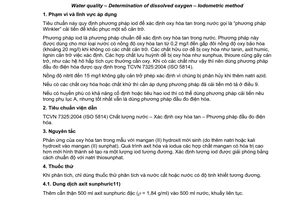 Tiêu chuẩn Việt Nam TCVN 7324:2004 (ISO 5813:1983) về chất lượng nước - Xác định oxy hoà tan - Phương pháp iod do Bộ trưởng Bộ Khoa học và Công nghệ ban hành