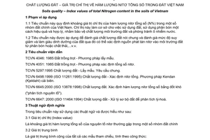 Tiêu chuẩn Việt Nam TCVN 7373:2004 về chất lượng đất - Giá trị chỉ thị về hàm lượng nitơ tổng số trong đất Việt Nam do Bộ trưởng Bộ Khoa học và Công nghệ ban hành