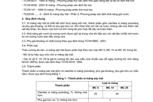Tiêu chuẩn xây dựng Việt Nam TCXDVN 324:2004 về xi măng xây trát - phần 1: yêu cầu kỹ thuật do Bộ Xây dựng ban hành
