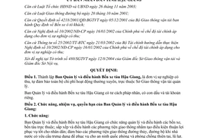 Quyết định 157/2004/QĐ-UB thành lập ban quản lý điều hành bến xe tàu Hậu Giang