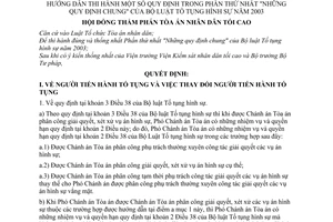 Nghị quyết 03/2004/NQ-HĐTP hướng dẫn thi hành quy định trong Phần thứ nhất "Những quy định chung" của Bộ luật Tố tụng hình sự năm 2003