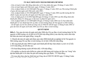 Quyết định 226/2004/QĐ-UB giao dự toán chi ngân sách năm 2004 Chi cục Bảo vệ môi trường