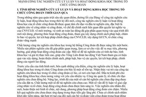 Nghị quyết 02/2004/NQ-TLĐLĐVN đẩy mạnh công tác nghiên cứu lý luận và hoạt động khoa học trong tổ chức công đoàn