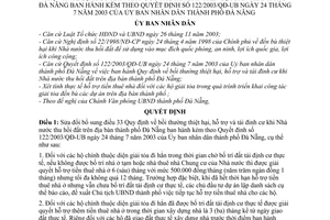 Quyết định 164/2004/QĐ-UB bồi thường thiệt hại, hỗ trợ  tái định cư sửa đổi Qđ 122/2003/QĐ-UB