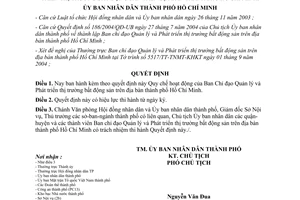 Quyết định 227/2004/QĐ-UB về Quy chế hoạt động của Ban Chỉ đạo Quản lý và Phát t