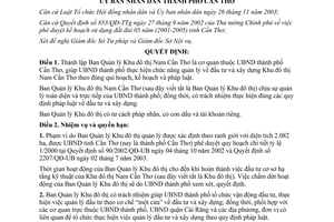 Quyết định 298/2004/QĐ-UB thành lập Ban Quản lý Khu đô thị Nam Cần Thơ