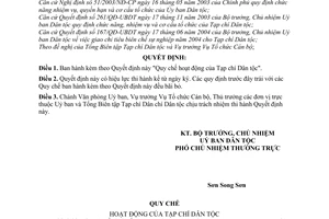 Quyết định 282/2004/QĐ-UBDT  quy chế hoạt động Tạp chí Dân tộc