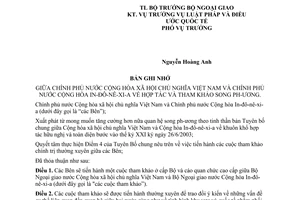 Điều ước quốc tế Bản ghi nhớ hợp tác  tham khảo song phương giữa Việt Nam In-đô-nê-xi-a 2004