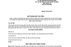 Thỏa thuận thực hiện Dự án Phát huy di sản bảo tàng Việt Nam giữa Việt Nam Pháp 2004