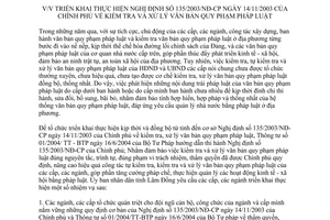 Chỉ thị 22/2004/CT-UB thực hiện 135/2003/NĐ-CP kiểm tra xử lý văn bản quy phạm pháp luật Lâm Đồng