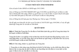Quyết định 2424/2004/QĐ-UB thành lập Trung tâm Tư vấn đầu tư Ninh Bình