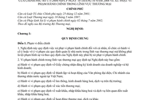 Nghị định 175/2004/NĐ-CP xử phạt vi phạm hành chính trong thương mại
