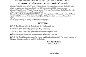 Quyết định 48/2004/QĐ-BNN Tiêu chuẩn thịt lợn lạnh đông xuất khẩu
