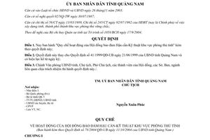 Quyết định 78/2004/QĐ-UB quy chế hoạt động Hội đồng bảo đảm Hậu cần Kỹ thuật khu vực phòng thủ Quảng Nam