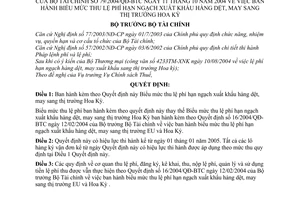 Quyết định 79/2004/QĐ-BTC biểu mức thu phí hạn ngạch xuất khẩu hàng dệt may sang thị trường Hoa Kỳ