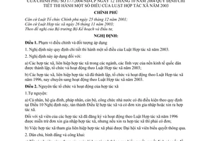 Nghị định 177/2004/NĐ-CP hướng dẫn Luật Hợp tác xã năm 2003