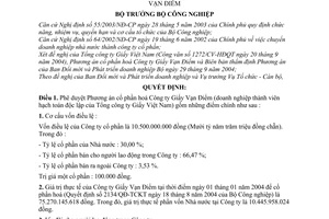 Quyết định 107/2004/QĐ-BCN chuyển Công ty Giấy Vạn Điểm thành Công ty cổ phần
