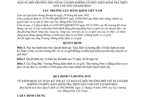 Quyết định 190/2004ĐK  hướng dẫn kiểm định an toàn kỹ thuật bảo vệ môi trường xe cơ giới không kiểm tra trên dây chuyền cơ giới hóa