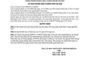 Quyết định 155/2004/QĐ-UB Quy chế công nhận danh hiệu Làng nghề Hà Nội