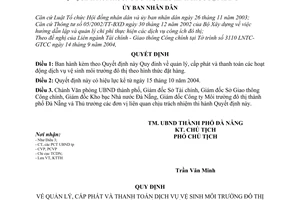 Quyết định 166b/2004/QĐ-UB quản lý cấp phát thanh toán dịch vụ vệ sinh