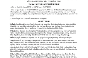 Quyết định 101/2004/QĐ-UB tiêu chuẩn công nhận danh hiệu văn hóa Bình Định