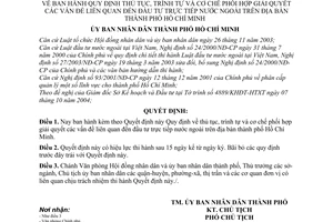 Quyết định 236/2004/QĐ-UB  thủ tục trình tự cơ chế phối hợp giải quyết vấn đề liên quan đầu tư trực tiếp nước ngoài thành phố Hồ Chí Minh