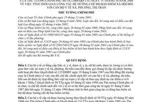 Quyết định 182/2004/QĐ-TTg tính thời gian công tác hưởng chế độ BHXH cán bộ y tế xã, phường, thị trấn