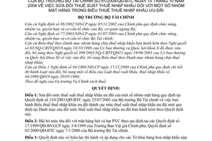 Quyết định 81/2004/QĐ-BTC sửa đối thuế suất nhập khẩu nhóm mặt hàng  Biểu thuế thuế nhập khẩu ưu đãi