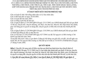 Quyết định 156/2004/QĐ-UB Thủ tục chuyển đổi,nhượng cho thuê lại, thừa kế, thế chấp góp vốn giá trị sử dụng đất,sở hữu nhà sửa đổi QĐ 158/2002/QĐ-UB