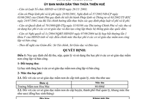 Quyết định 3601/2004/QĐ-UB thu học phí giáo dục mầm non công lập Thừa Thiên Huế