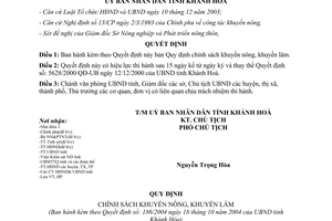 Quyết định 186/2004/QĐ-UB  chính sách khuyến nông, khuyến lâm