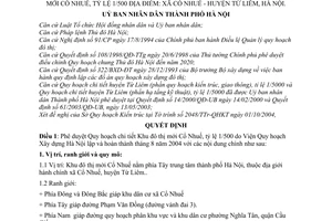 Quyết định 157/2004/QĐ-UB Quy hoạch chi tiết Khu đô thị mới Cổ Nhuế, tỷ lệ 1/500 huyện Từ Liêm, Hà Nội