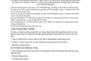 Thông tư 100/2004/TT-BTC hướng dẫn thuế GTGT TNDN lĩnh vực chứng khoán