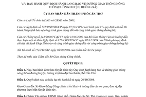Quyết định 301/2004/QĐ-UB về hành lang bảo vệ đường giao thông nông thôn Cần Thơ