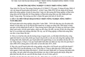Chỉ thị 52/2004/CT-BNN-KH xây dựng kế hoạch phát triển nông nghiệp nông thôn 5 năm 2006-2010