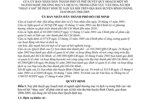 Quyết định 241/2004/QĐ-UB quy hoạch ngành nghề thương mại dịch vụ lĩnh vực VHXH "nhạy cảm" dễ phát sinh tệ nạn xã hội,Bình Chánh 2004-2009