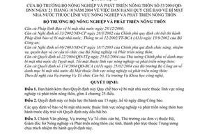 Quyết định 53/2004/QĐ-BNN Quy chế bảo vệ bí mật Nhà nước lĩnh vực nông nghiệp phát triển nông thôn