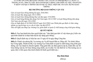 Quyết định 19/2004/QĐ-BGTVT tham gia ý kiến vào quá trình chuẩn bị thực hiện dự án xây dựng giao thông